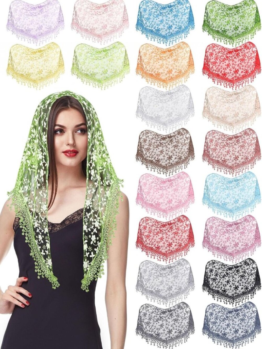 Elegant Lace Mantilla Veil for Women | Floral Tulle Chapel Scarf for Church